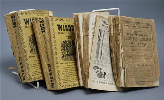 Wisden Cricketers Almanacs 30th Edition 1893, 75th Edition 1938, 76th 1939 and 37th 1900 (no cover) (4)